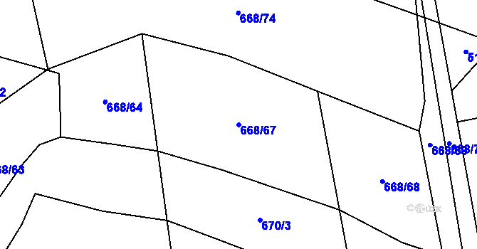 Parcela st. 668/67 v KÚ Trnová, Katastrální mapa