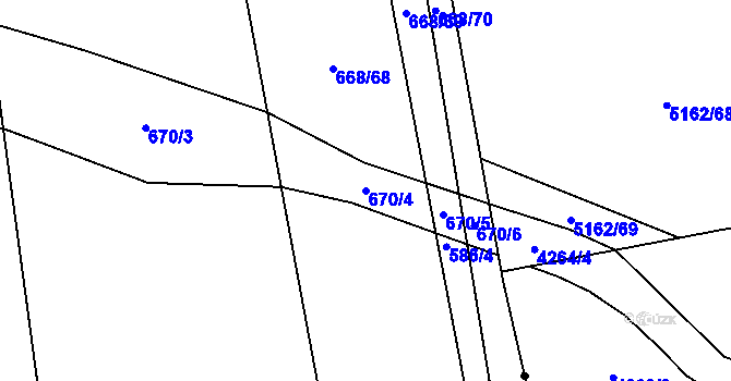 Parcela st. 670/4 v KÚ Trnová, Katastrální mapa