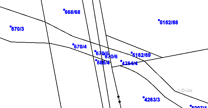 Parcela st. 670/6 v KÚ Trnová, Katastrální mapa