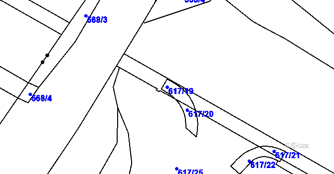 Parcela st. 617/19 v KÚ Trnová, Katastrální mapa