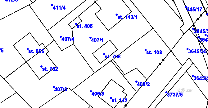 Parcela st. 768 v KÚ Trnová, Katastrální mapa