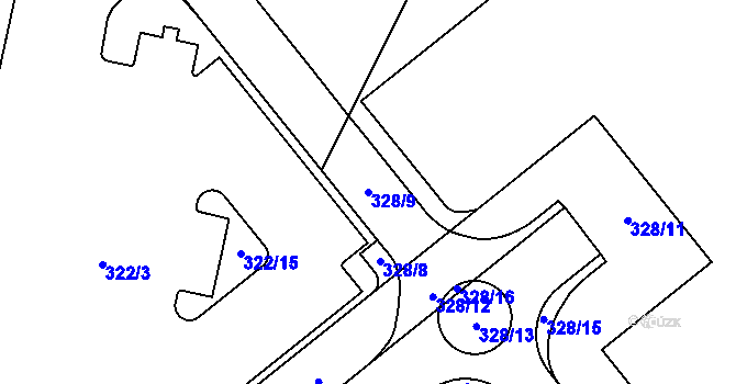 Parcela st. 328/9 v KÚ Trnová, Katastrální mapa
