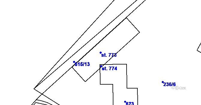 Parcela st. 773 v KÚ Trnová, Katastrální mapa