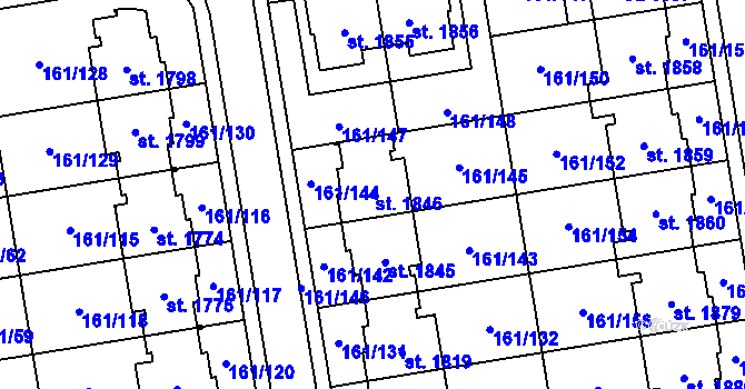 Parcela st. 1846 v KÚ Svítkov, Katastrální mapa