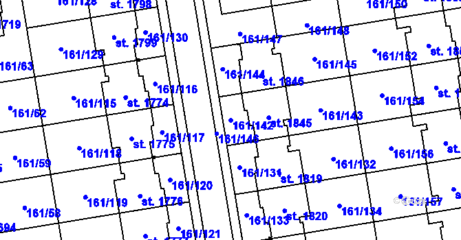 Parcela st. 161/142 v KÚ Svítkov, Katastrální mapa