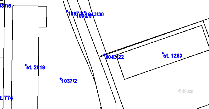 Parcela st. 1043/22 v KÚ Svítkov, Katastrální mapa