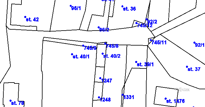 Parcela st. 40/2 v KÚ Svítkov, Katastrální mapa