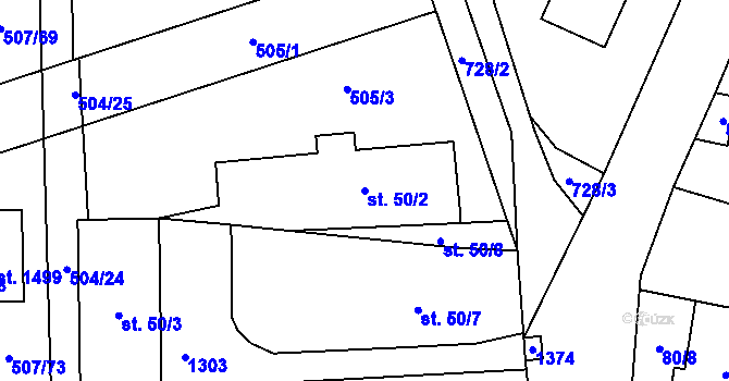 Parcela st. 50/2 v KÚ Svítkov, Katastrální mapa