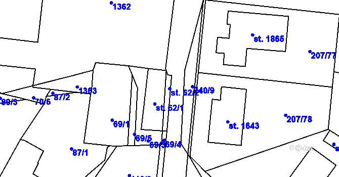 Parcela st. 62/2 v KÚ Svítkov, Katastrální mapa