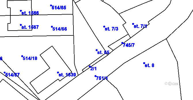 Parcela st. 65 v KÚ Svítkov, Katastrální mapa