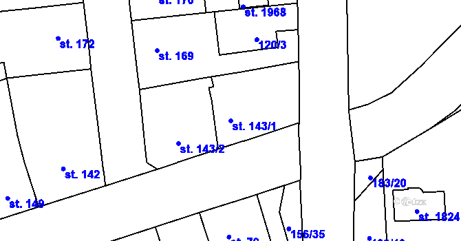 Parcela st. 143/1 v KÚ Svítkov, Katastrální mapa