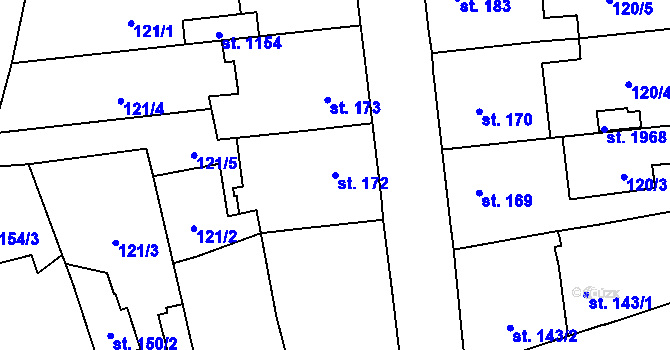 Parcela st. 172 v KÚ Svítkov, Katastrální mapa