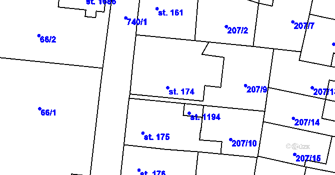 Parcela st. 174 v KÚ Svítkov, Katastrální mapa