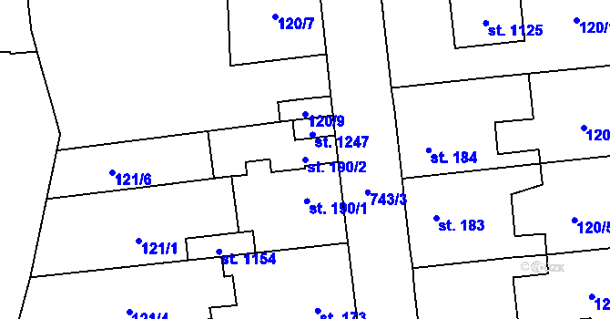 Parcela st. 190/2 v KÚ Svítkov, Katastrální mapa