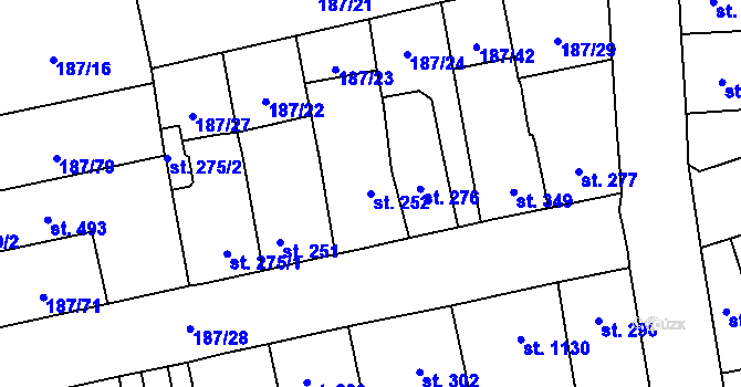 Parcela st. 252 v KÚ Svítkov, Katastrální mapa