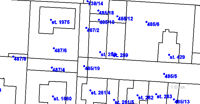 Parcela st. 258 v KÚ Svítkov, Katastrální mapa