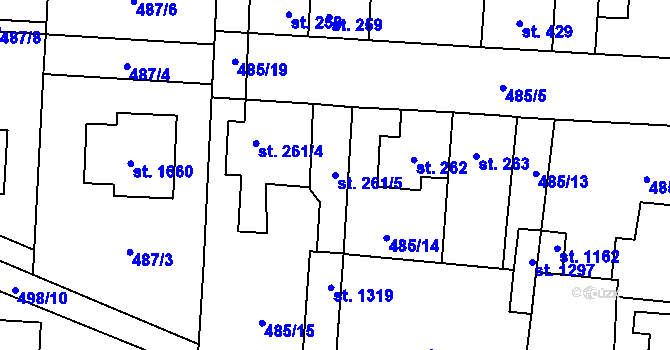 Parcela st. 261/5 v KÚ Svítkov, Katastrální mapa