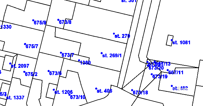Parcela st. 269/1 v KÚ Svítkov, Katastrální mapa