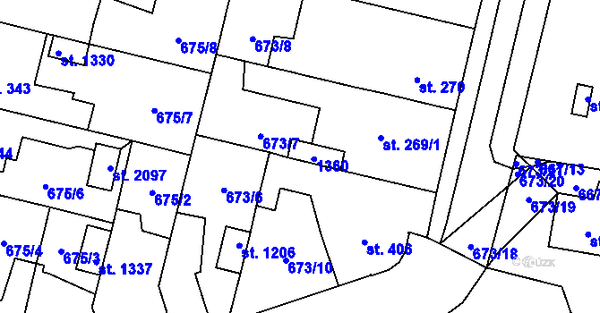 Parcela st. 269/2 v KÚ Svítkov, Katastrální mapa