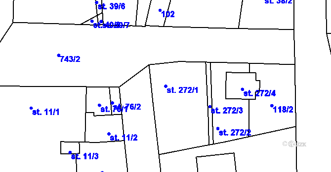 Parcela st. 272/1 v KÚ Svítkov, Katastrální mapa