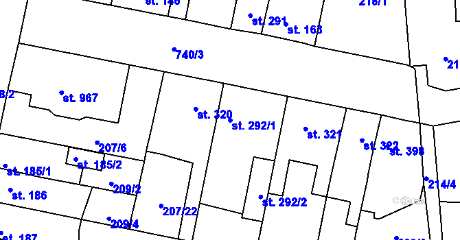 Parcela st. 292/1 v KÚ Svítkov, Katastrální mapa