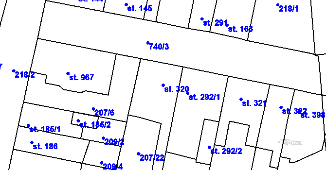 Parcela st. 320 v KÚ Svítkov, Katastrální mapa