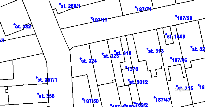 Parcela st. 325 v KÚ Svítkov, Katastrální mapa