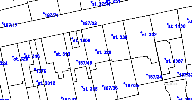 Parcela st. 329 v KÚ Svítkov, Katastrální mapa