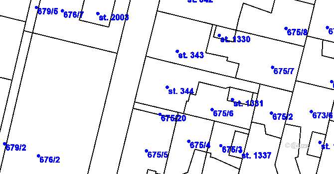 Parcela st. 344 v KÚ Svítkov, Katastrální mapa