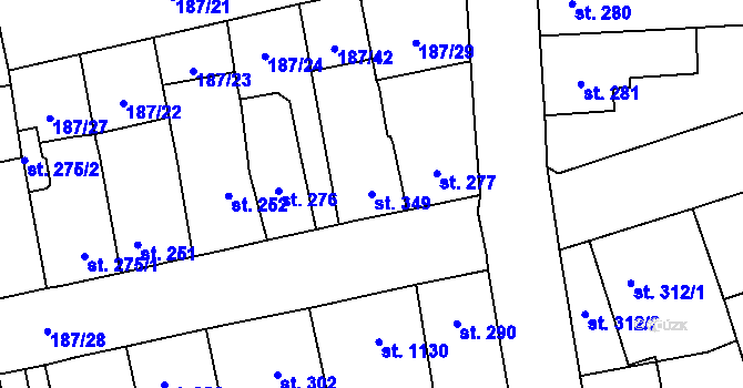 Parcela st. 349 v KÚ Svítkov, Katastrální mapa