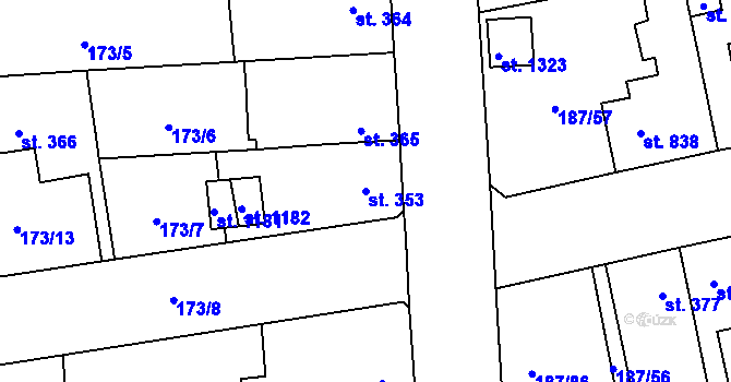 Parcela st. 353 v KÚ Svítkov, Katastrální mapa