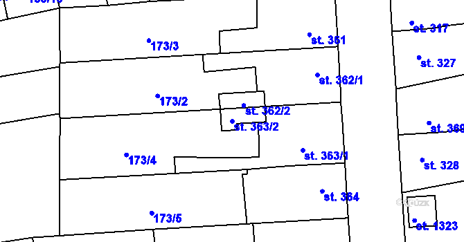 Parcela st. 363/2 v KÚ Svítkov, Katastrální mapa