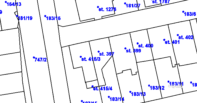 Parcela st. 397 v KÚ Svítkov, Katastrální mapa
