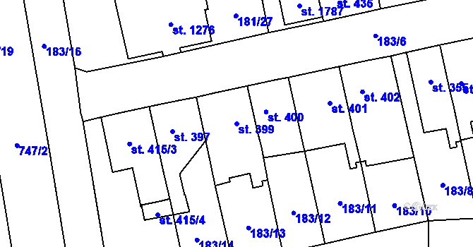 Parcela st. 399 v KÚ Svítkov, Katastrální mapa