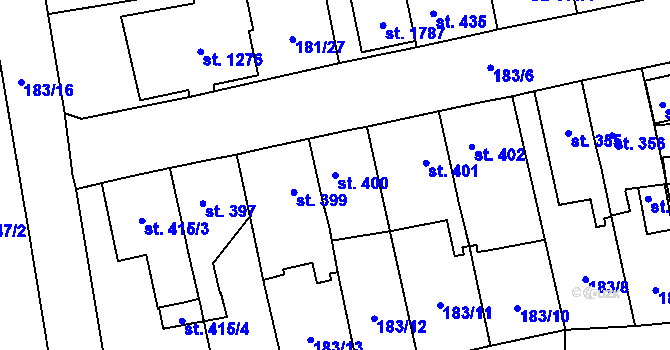 Parcela st. 400 v KÚ Svítkov, Katastrální mapa