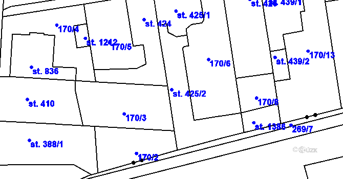 Parcela st. 425/2 v KÚ Svítkov, Katastrální mapa