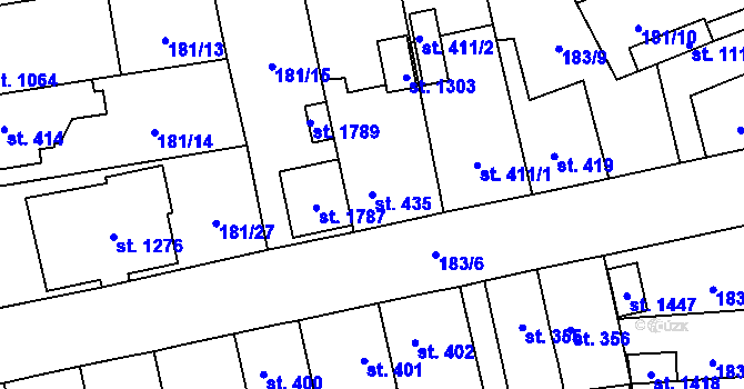 Parcela st. 435 v KÚ Svítkov, Katastrální mapa