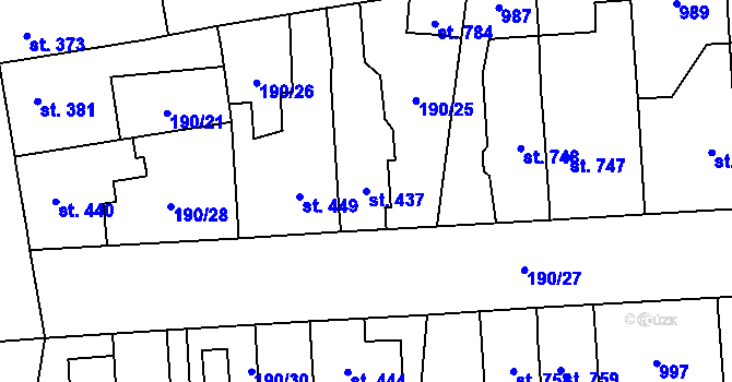 Parcela st. 437 v KÚ Svítkov, Katastrální mapa