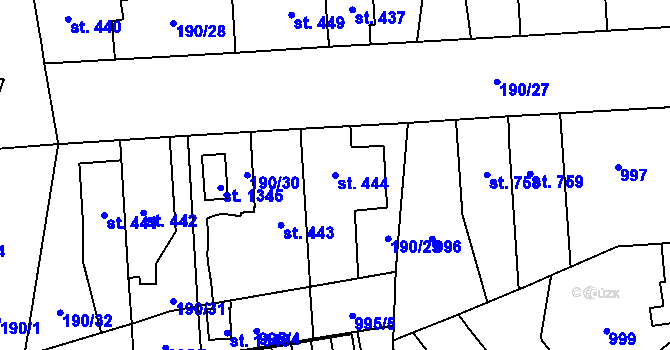 Parcela st. 444 v KÚ Svítkov, Katastrální mapa