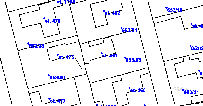 Parcela st. 461 v KÚ Svítkov, Katastrální mapa