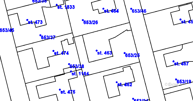 Parcela st. 463 v KÚ Svítkov, Katastrální mapa