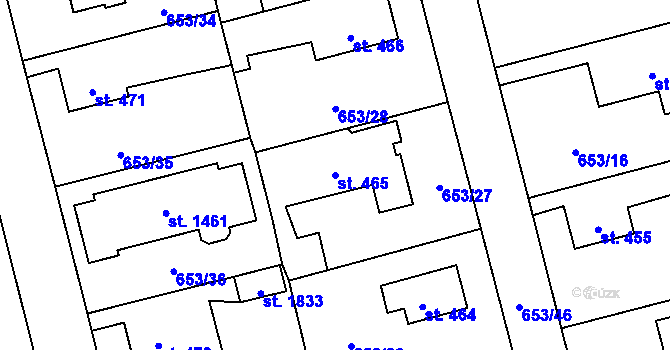 Parcela st. 465 v KÚ Svítkov, Katastrální mapa
