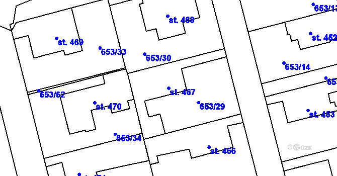 Parcela st. 467 v KÚ Svítkov, Katastrální mapa