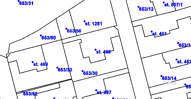 Parcela st. 468 v KÚ Svítkov, Katastrální mapa