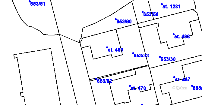 Parcela st. 469 v KÚ Svítkov, Katastrální mapa