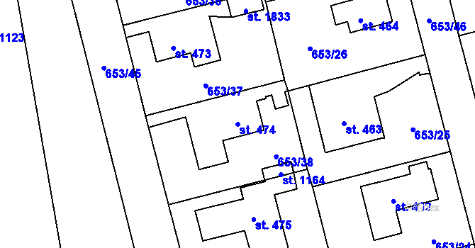 Parcela st. 474 v KÚ Svítkov, Katastrální mapa