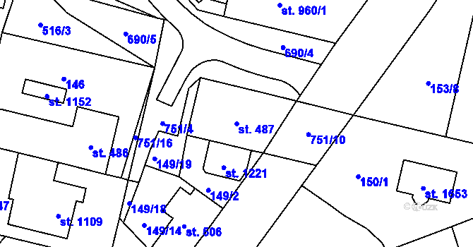 Parcela st. 487 v KÚ Svítkov, Katastrální mapa