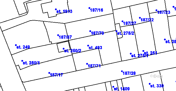Parcela st. 493 v KÚ Svítkov, Katastrální mapa