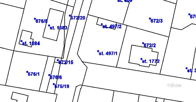 Parcela st. 497/1 v KÚ Svítkov, Katastrální mapa