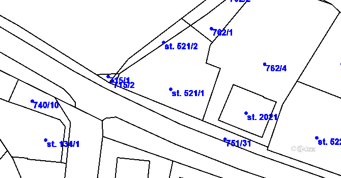 Parcela st. 521/1 v KÚ Svítkov, Katastrální mapa